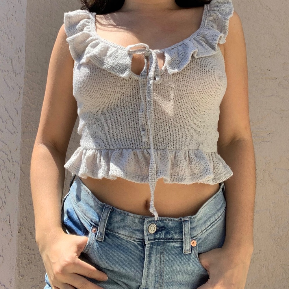 Urban Outfitters Grey Knit Peplum Tank